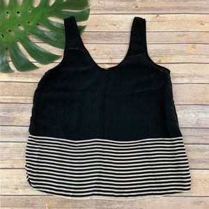 Joie black striped trim silk tank top